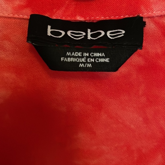 BEBE Pink and Red Button Down Shirt Size Medium - Picture 2 of 5